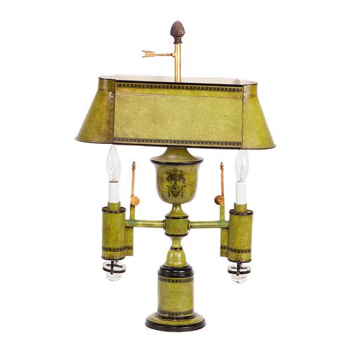 French Tole Decorated Argand Style Lamp
