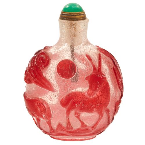 Red Overlay Glass Snuff Bottle, 19th Century