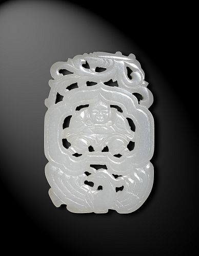 Chinese White Jade Cut-Out Plaque, 18th Century