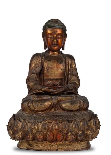 Chinese Gilt Bronze Seated Buddha, Ming
