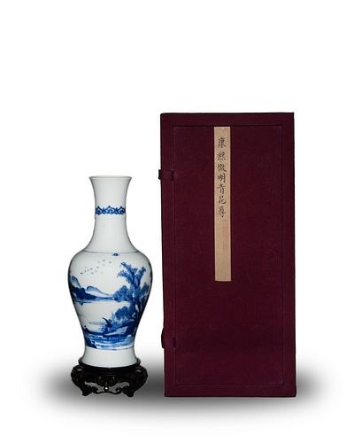 Chinese Blue and White Porcelain Vase, Kangxi