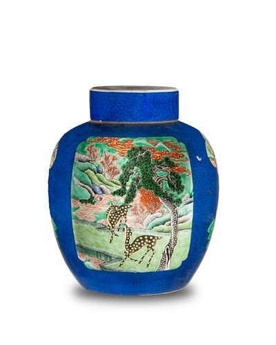 Chinese Blue Ground Ginger Jar, 19th Century