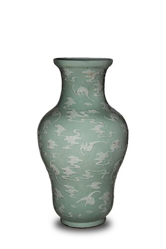 Chinese White Celadon Vase, Qianlong