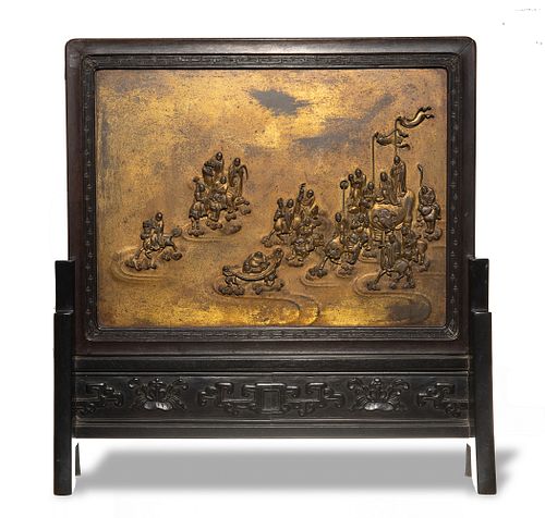 Chinese Gilt Table Stand of 18 Luohan, Qianlong