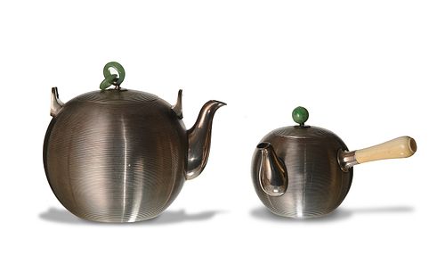 Two Japanese Silver Teapots, Meiji