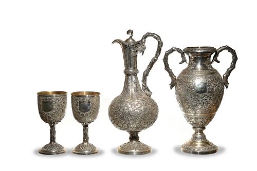 Set of 4 Chinese Export Silver, 19th Century