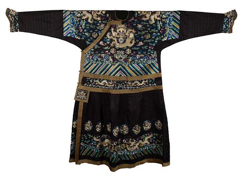 Chinese Formal Silk Dragon Robe, 19th Century