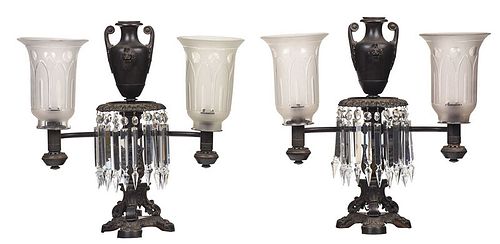 Pair Baltimore Two Light Argand Lamps