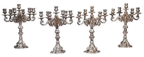 Set of Four Continental Silver Candelabra