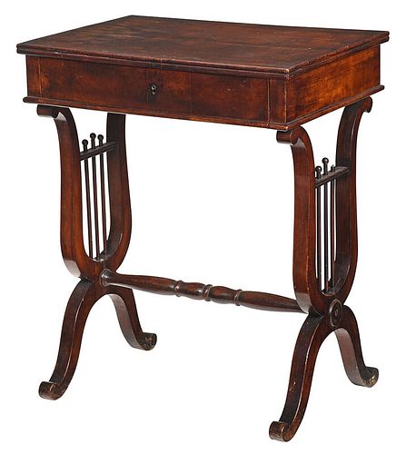 Classical Mahogany Lyre Decorated Writing Table