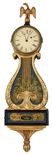 Rare Edmund Currier Parcel Gilt Lyre Wall Clock