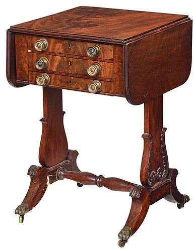 Rare Signed Boston Classical Sewing Table