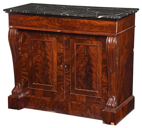 Fine Classical Figured Mahogany Marble Top Cabinet