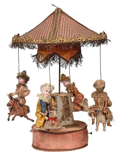 French Musical Carousel with Children on Rabbits