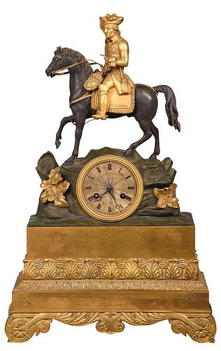 Charles X Gilt Bronze Figural Mantel Clock