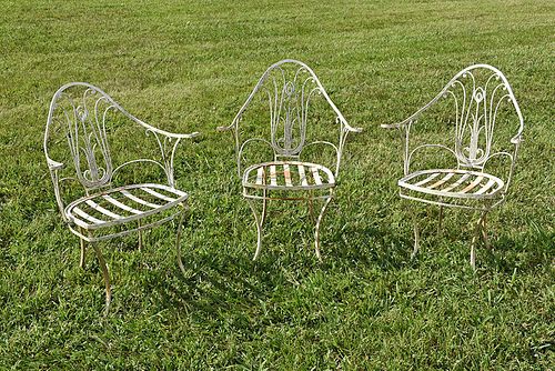 Three Wrought Iron Garden Chairs