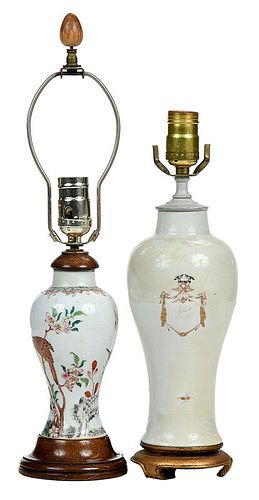 Two Chinese Vases Converted to Lamps