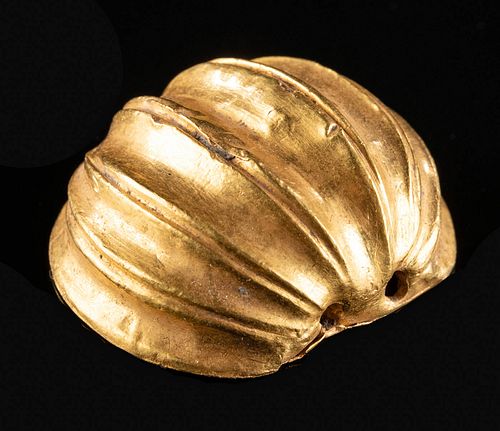Roman 22K+ Gold Ribbed Domed Bead