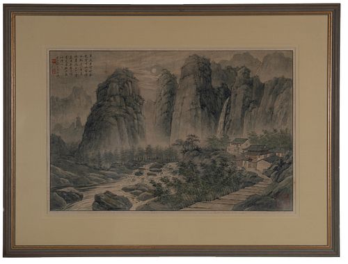 Chinese Painting of Night Scene by Tao Lengyue