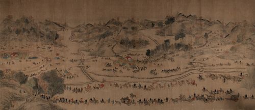 Chinese Painting of a Parade attributed to Jiao Bingzhen