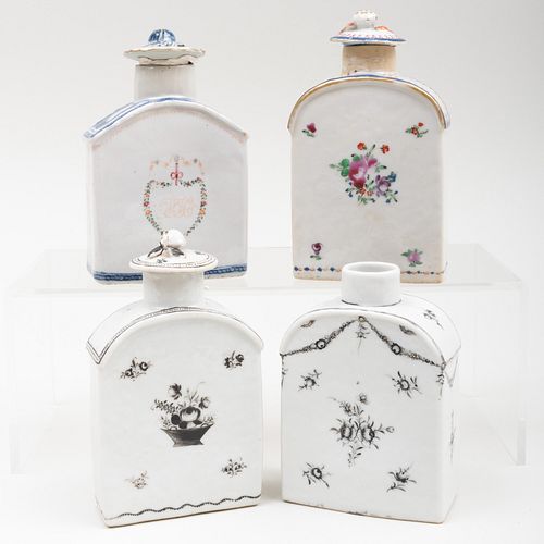 Group of Four Chinese Export Porcelain Tea Caddies