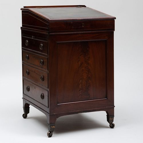 Regency Carved Mahogany Davenport, in the manner of Gillows