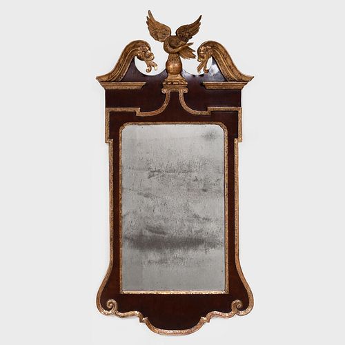 George III Mahogany and Parcel-Gilt Mirror