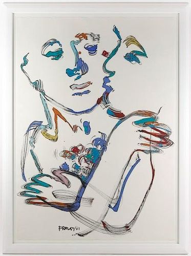 David Fraley, Figural Mixed Media on Paper, 1991