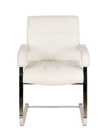 Sitag Beige Leather & Chrome Plated Steel Chair