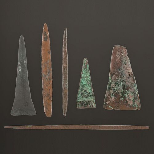 A Group of Old Copper Culture Tools, Longest 7-5/8 in.