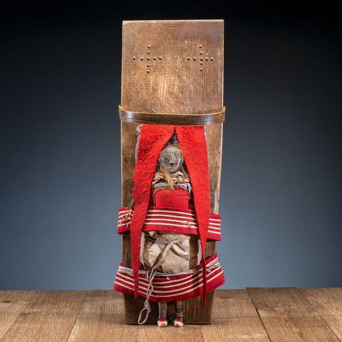 Eastern Woodlands Doll Cradle, with Doll, From the Collection of Robert Jerich, Illinois 