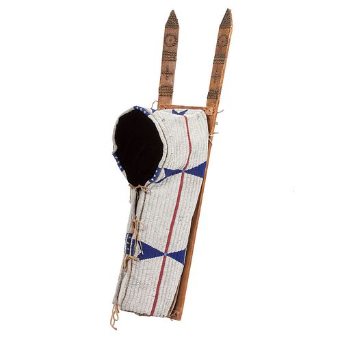 Cheyenne Beaded Buffalo Hide Cradle From an Important Denver, Colorado Collector