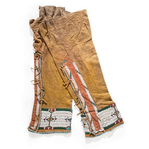 Cheyenne Woman's Beaded Hide Leggings, From the Collection of Nick and Donna Norman, Colorado