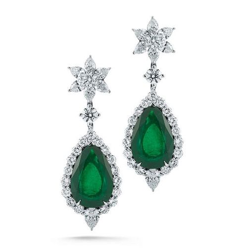 19.34ct Emerald And 8.70ct Diamond Earrings