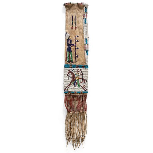 Sioux Elk Dreamer Society Beaded Hide Tobacco Bag, From the Collection of Robert Jerich, Illinois