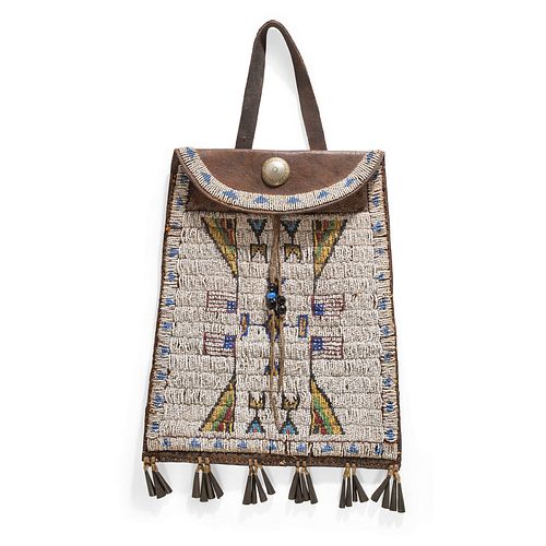 Plains Beaded Dispatch Bag, with American Flags, From the Collection of Nick and Donna Norman, Colorado