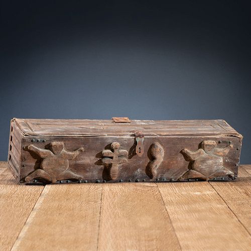 Pueblo Carved Wood Box, From an Estate in Sinking Springs, Ohio 