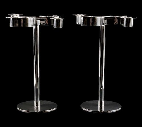 Pair of 4-Light Silver Plated Modern Candelabras