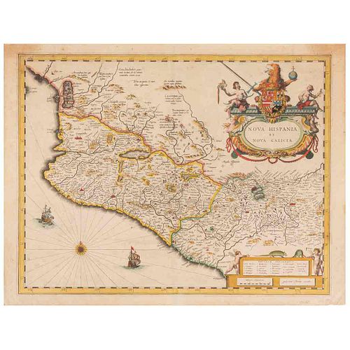 Jansson, Jan. Nova Hispania et Nova Galicia. Amsterdam, ca. 1640. Mapa grabado, coloreado, 35 x 48.5 cm.