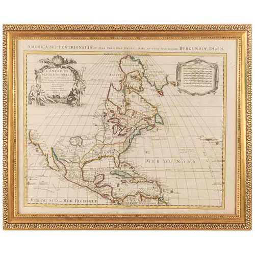 L'Isle, Guillaume de - Mortier, Pierre. L'Amerique Septentrionale... Amsterdam, 1730. Mapa grabado, 48.5 x 58.5 cm.