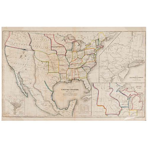 Woodbridge, William C. Political Map of the United States, Mexico and the British Provinces... New York, 1845. Mapa, 27.5 x 46 cm.