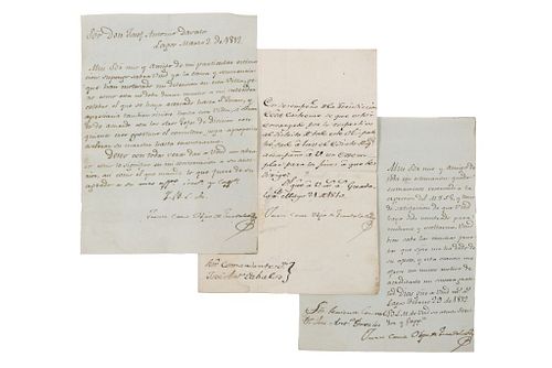 Cruz, Juan (Obispo de Guadalajara). Cartas Dirigidas al Teniente Coronel José Antonio Dávalos. Guadalajara / Lagos, 1810 / 1812. Pz: 3.