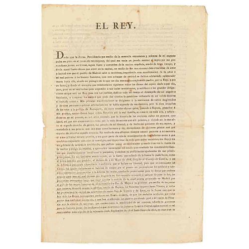 Yo El Rey (Fernando VII). Anulación de la Constitución de Cádiz. Guadalajara: Reimpreso en la Oficina de José Fructo Romero, 1814.