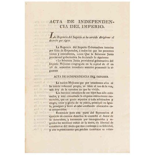 Herrera, José Manuel. Acta de Independencia del Imperio. Guadalajara: Reimpresa en Imprenta de D. Mariano Rodríguez, 1821.