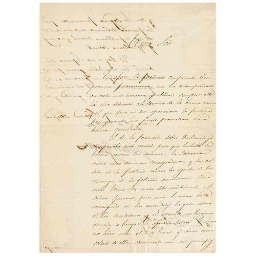Guerrero, Vicente. Carta Dirigida al Supremo Tribunal de Justicia del Estado Durango. México, enero 29 de 1828. Firma.