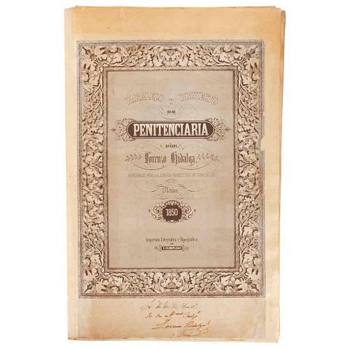 Hidalga, Lorenzo. Paralelo y Proyecto de Penitenciaria. México: I. Cumplido,1850. 6 láminas. Dedicado por el autor a Emilio Dondé.