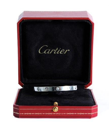 Attr. Cartier LOVE 18K WG Diamond Bracelet