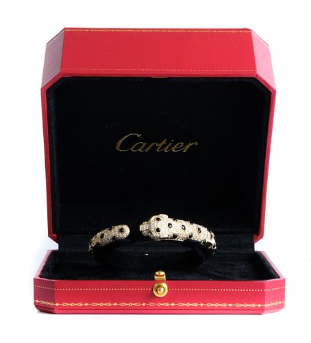 Attr. Cartier 18K YG Diamonds Panther Bracelet