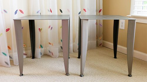 Pair, Contemporary Brushed Metal Side Tables