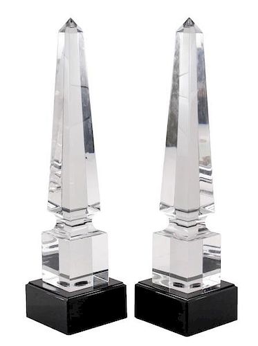 Pair of MCM Hollis Jones Style Lucite Obelisks